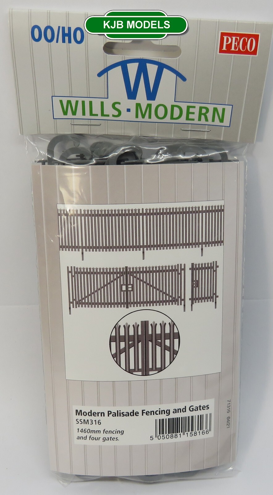 OO Gauge Wills Modern SSM316 Modern Palisade Fencing with Gates - Plastic Kit