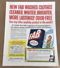 Fab laundry detergent print ad 1958 org 1950s vintage retro illustration coupon