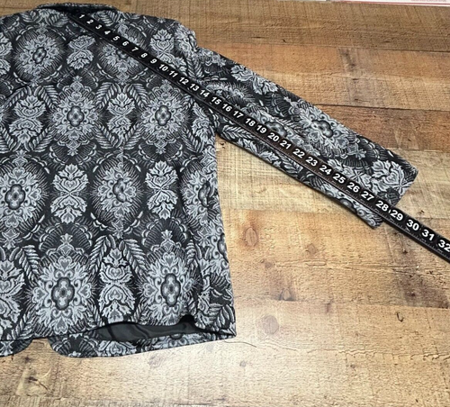 Alfred Dunner Jacket Blazer Womens 12 Black Metallic Floral Full Zip Career - Picture 3 of 10