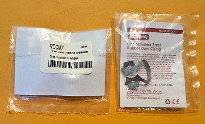 2 units HU-FRIEDY Rubber Dam Dental Clamp Satin Steel Finish.  Different models
