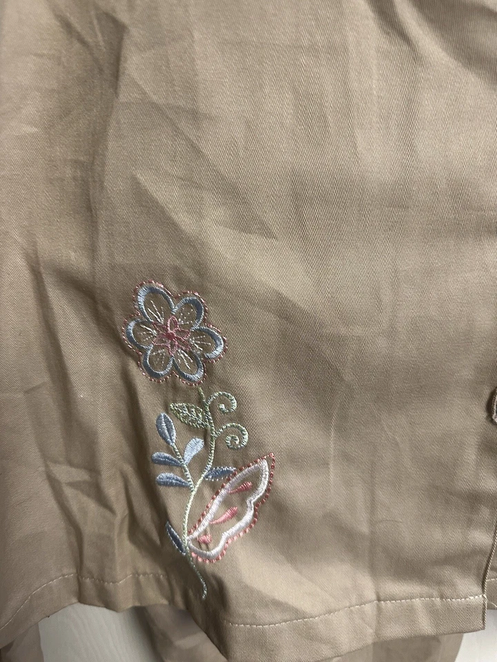 Traje Floral Adrian Delafield para Haband VNT 90s Beige Tostado Talla XL 2xl Grannycore Foto 3 de 4