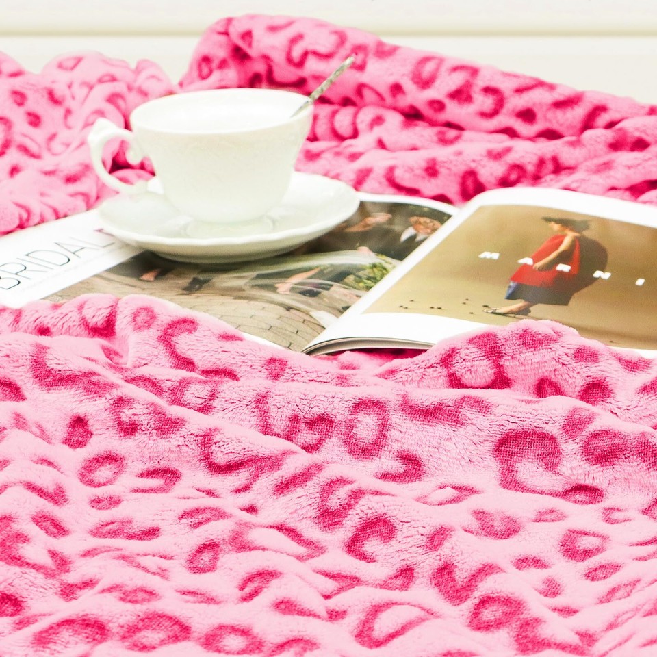 Fleece Blanket Queen Size Pink Soft Queen Blanket Extra Large Throw
