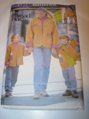 WOMENS CHILD UNCUT BUTTERICK Sewing Pattern 5733 THREAD BARE JACKET SIZE 6-18