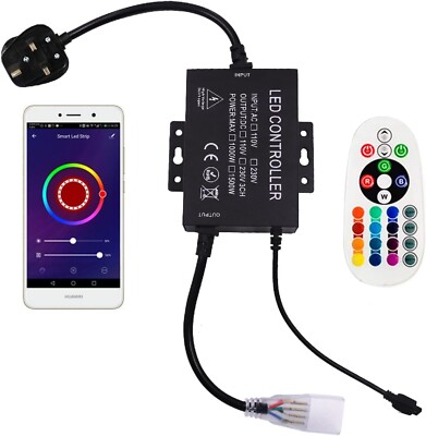 TUYA IR CONTROLLER FÜR 12mm RGB LED STRIPS AC220V-240V 1500W MIT 24KEY FERNBEDIENUNG
