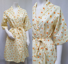 NWOT Vintage JENNIFER LINGERIE Yellow Floral Print Lace Trim Robe - Size M