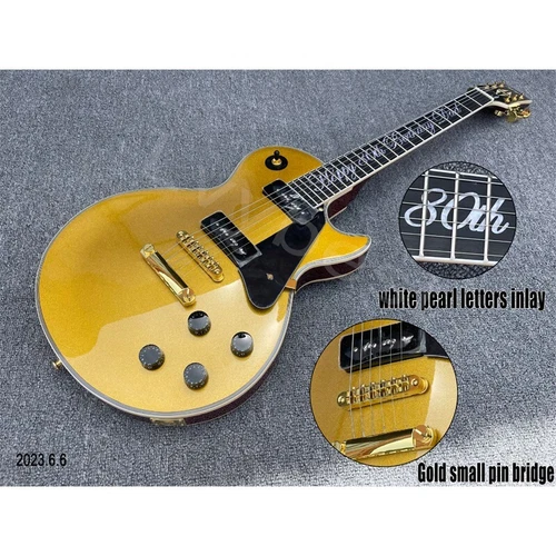 Electric Guitar Gold Top P90 Black Soap Shape Pickups Brown Back Gold PartsLette