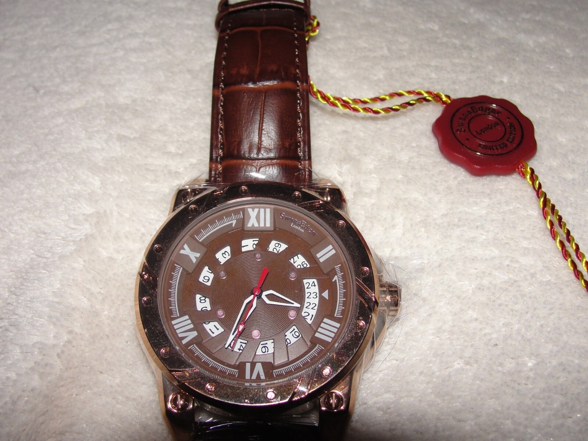 Swan Edgar 45mm Engineer Automatic Date Leather Strap Watch