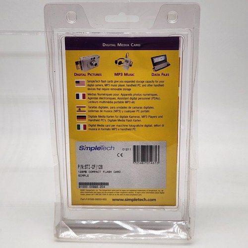 SimpleTech 128MB CompactFlash Card VGC STI-CF/128 Digital Media Card - Picture 3 of 8
