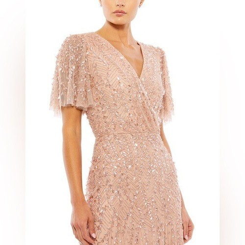 Mac Duggal 35109 verziertes Flatterärmelkleid Größe 10 neu mit Etikett Akt - Bild 2 von 5