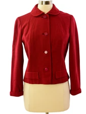 50s Vintage Betty Rose Fitted Wool Blazer Embroidered Peplum Jacket Size S Women