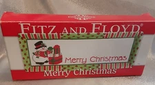 Fitz and Floyd "Merry Christmas"  Snowman Tray with Box 2006 
