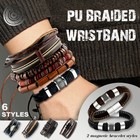 Fashion Men Women PU Leather Bracelet Adjustable Wristband Braided Rope Wrap Set
