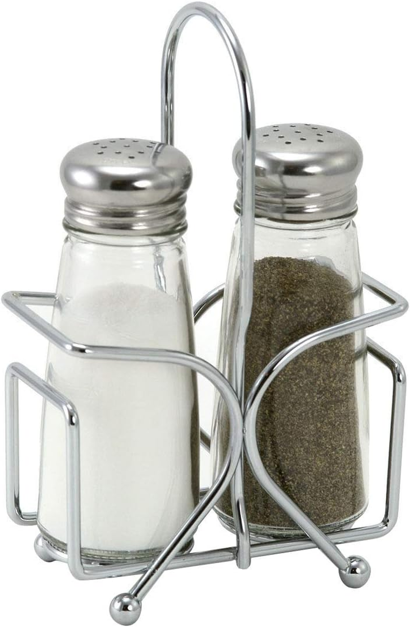 Salt and Pepper Shaker Set with Wooden Storage Rack
