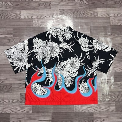 Prada SS18 Dahlia Flames Poplin Shirt Size Large | eBay