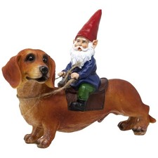 Cute Gnome with Dachshund Companion - Resin Outdoor Statue