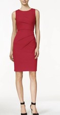 Calvin Klein Red  Sleeveless Sunburst Sheath Dress Size 6