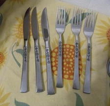 'Cantina' by Ekco, Place for 3 Forks, Oval Soup, TSP & Knives , Burnished, Japan