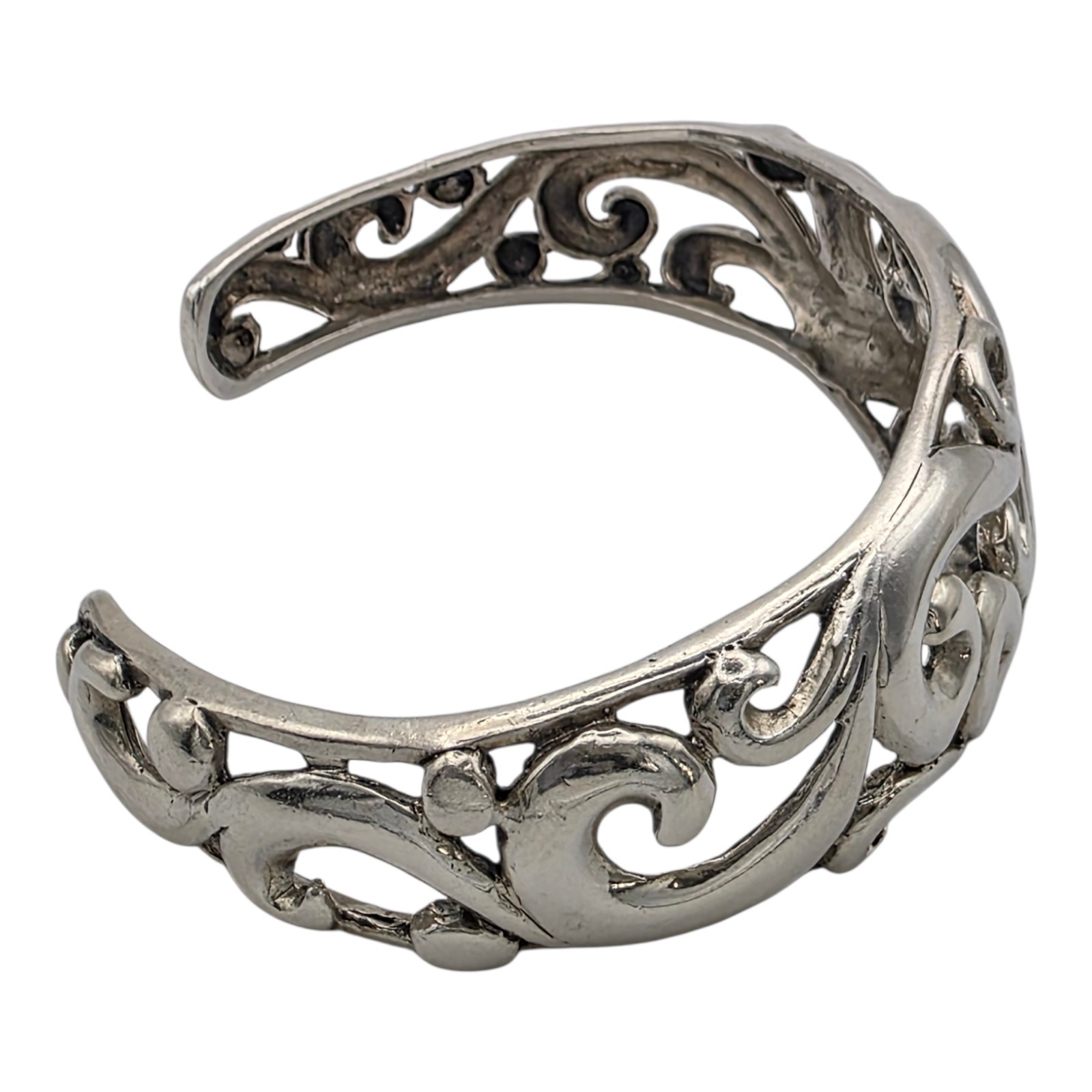 Sterling Silver 925 Openwork Scroll Cuff Bracelet… - image 3