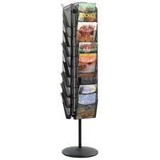 Safco 5577Bl Rotating Magazine Stand, 30-Pocket, Black