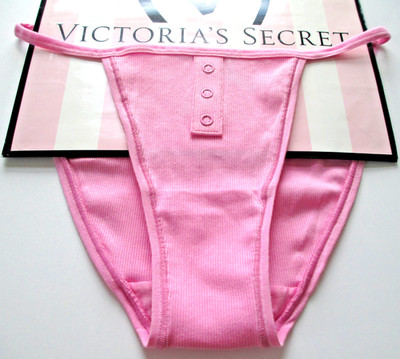 VICTORIA'S SECRET PINK Cotton String Bikini Panty S M L XL Pink NWT Button Rib