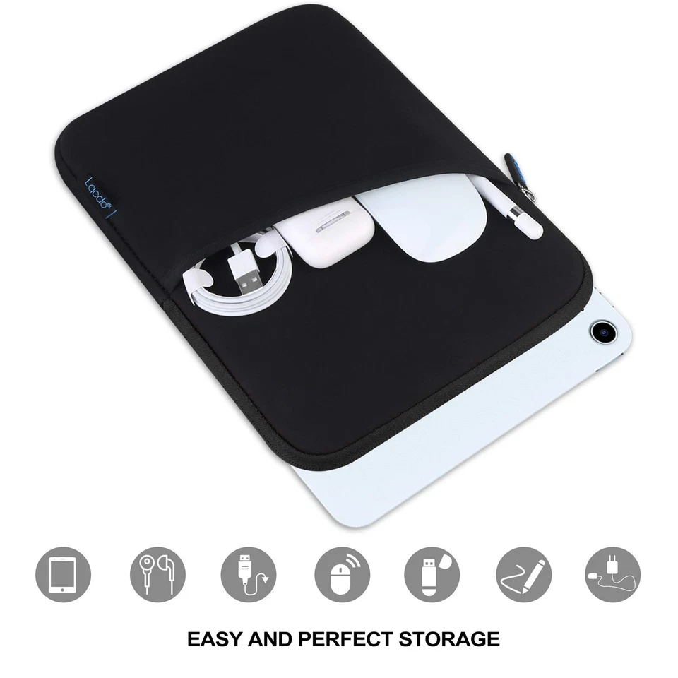 8 Inch Tablet Sleeve Waterproof Shockproof Neoprene Case with Extra Pocket - Image 4 of 4