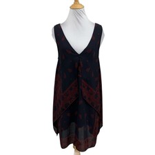 Chelsea28 Dress Womens M Medium Multi Paisley Handkerchief Back Split V Neck