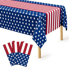 3Pcs 4Th of July Tablecloths, 108" X 54" 250Th Anniversary Patriotic Plastic Tab
