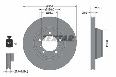 TEXTAR 92345905 Bremsscheibe für PORSCHE