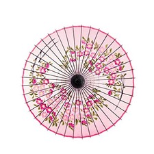 Japanese Silk Umbrella Hand-Painted Sakura Bamboo Handle 35in YAMAMOTO Tradition