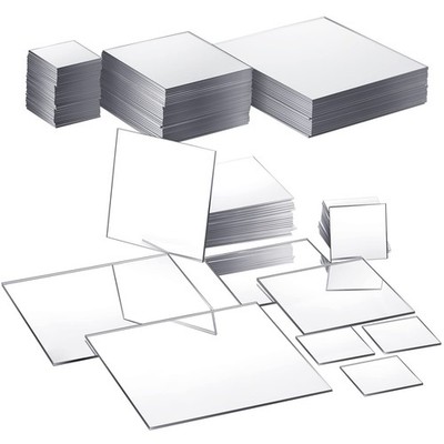 50 Pcs Mini Square Mirror Tiles Adhesive Craft Mirrors for DIY Projects Home Dec