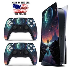 PS5 Disc Version Console  Controller Vinyl Skin Decal Wrap Outer Space Planets