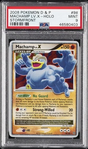 2008 POKEMON DIAMOND & PEARL STORMFRONT #98 MACHAMP LV.X-HOLO PSA 9