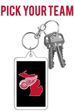 NHL Hockey Style Neon Bar Sign Design State Map Team Logo Photo Keychain Badge