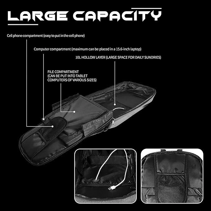 Mochila rígida impermeable con pantalla LED para motocicleta carga USB viaje Foto 4 de 4