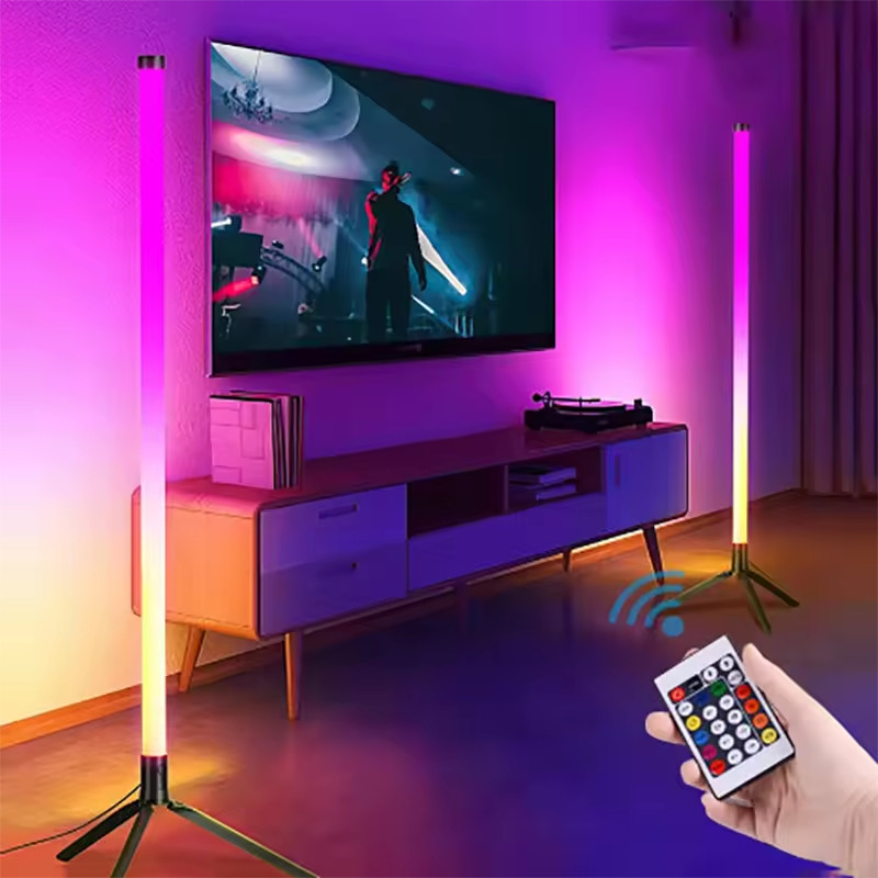 Lampadaire LED RGB avec télécommande et synchronisation musique pour salon moderne