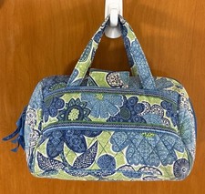 Vera Bradley Whitney Retired Cotton Doodle Daisy Blue Green Quilted Handbag
