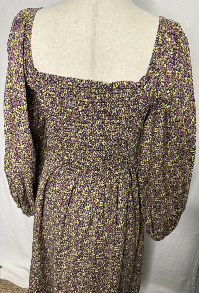 Vestido de ensueño de algodón orgánico J Crew en tela Liberty Busy Izzy, talla grande Foto 3 de 4