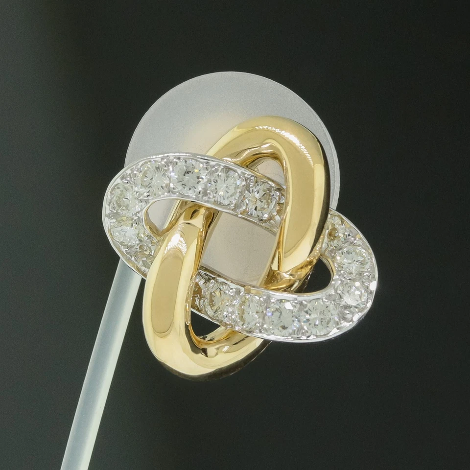 卡地亚钻石双环单耳环 18K 白金和黄金 — 第 3/4 张图片