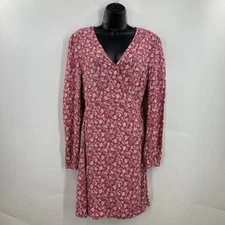 Elodie Women's Long Sleeve Floral V-Neck Tie Wrap Mini Dress Size S NWT