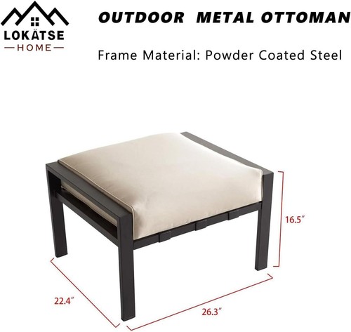 Outdoor Bench Patio Footstool Small Seating Furniture with Soft Thick Cushions - Picture 3 of 9