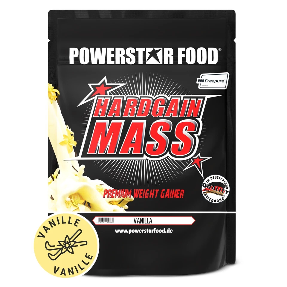 POWERSTAR FOOD HARDGAIN MASS | Premium Weight Gainer | Für Masse & Muskelaufbau | 1600g Pulver