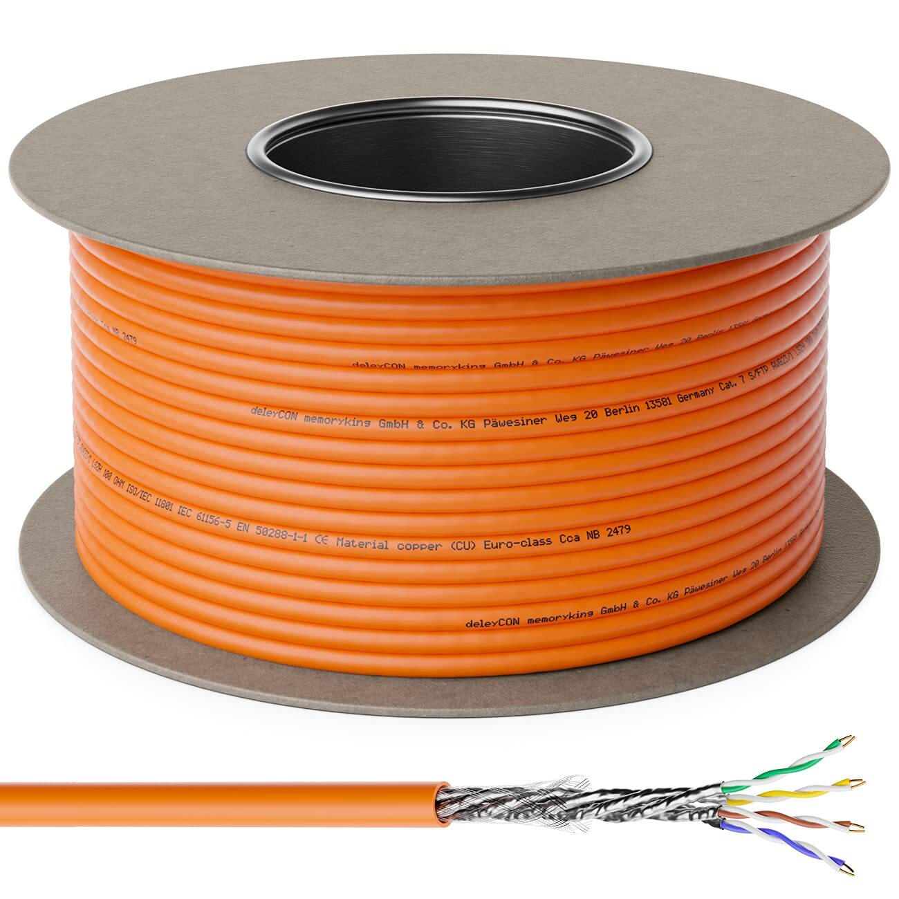 deleyCON 100m CAT.7 Cavo di installazione in rame rigido S/FTP PIMF Cavo di R...