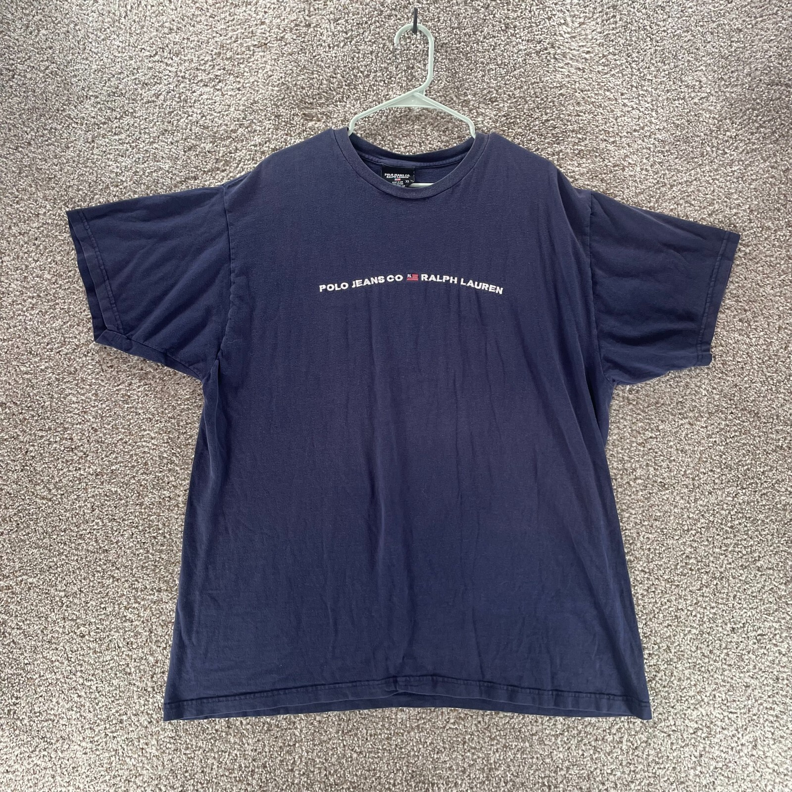 Vintage Polo Jeans Co Shirt Mens Extra Large Blue Made In USA Ralph Lauren Crew