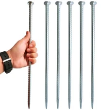 Rebar Stakes 16 Inch Metal Spikes for Asphalt 1/2 Inch Diameter-6 Pack Ground...