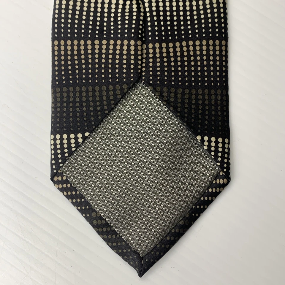 KILBURNE AND FINCH Silk Necktie Mens Sz 3 5/8" x60" Black Taupe Ivory Tie Church Foto 3 de 4
