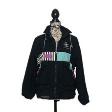 IXSPA by Jamie Sadock Windbreaker Size M Vtg 80s 90s Black Patchwork Softshell