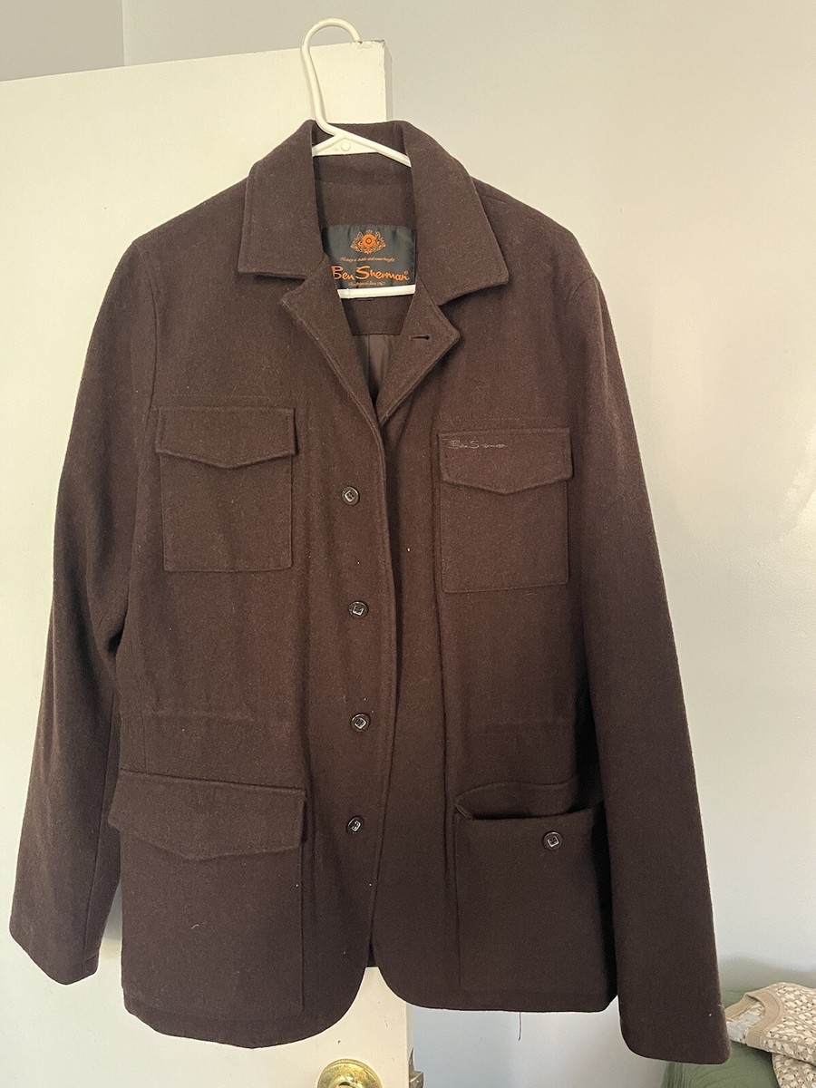 Ben Sherman Mens Field Jacket Size Medium Wool Melton Jacket Vintage
