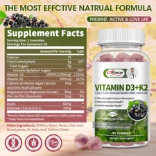 Sugar Free Vitamin D3 10,000 IU Weekly Supplement 60 Vegetable Gummies