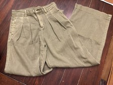 Tractr Girls Jeans Size 12 Olive Green Soft Denim Wide Leg Stretch 23143-RETF