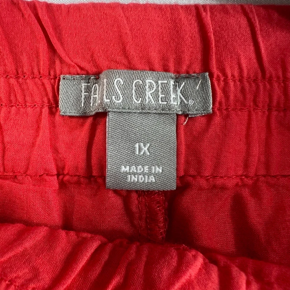 Pantalones Cortos Falls Creek Mujer Talla Grande 1X Naranja Bordado 100% Algodón Cintura Elástica Foto 3 de 4